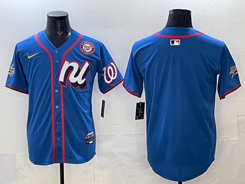 Men 2025 Washington Nationals blank blue Nike jersey style 58